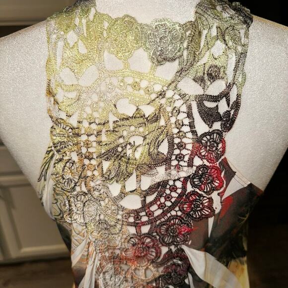 Vintage y2k artsy tattoo print handkerchief hem tunic top - Picture 4 of 10